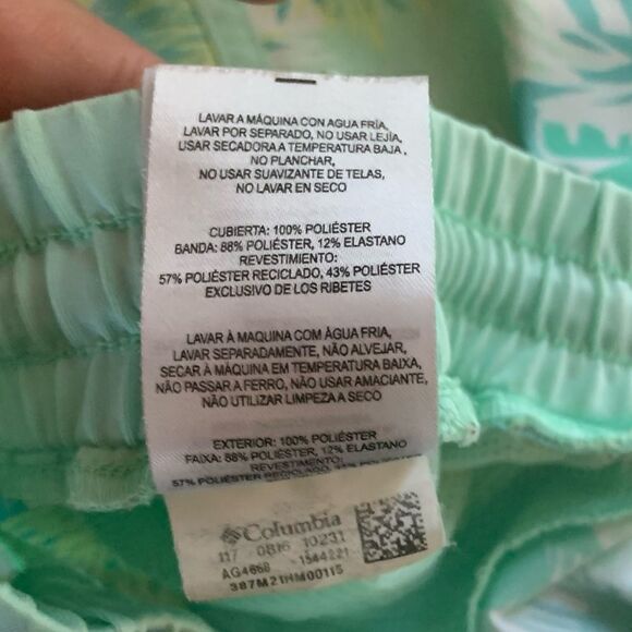 COLUMBIA PFG Girls’ Slack Tide Hybrid Water Shorts Tropical Print Blue Green XL - Picture 10 of 12